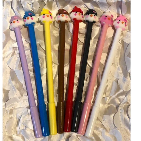 Chick BTS Black Gel Roller Ball Ink Pen 8 pc Set (0.5mm tip) + Pencil Pouch - Picture 1 of 5